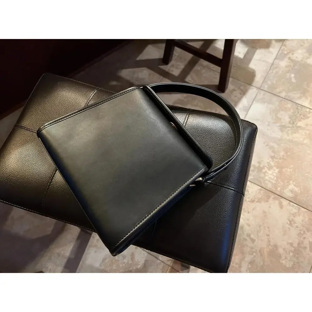 COACH REMAKE NO. 137 3 WAYS HAND SHOULDER GEOMETRIC TOP TURNLOCK BAG GOLD BLACK - Picture 6 of 9